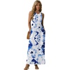 image:imageGRECERELLE Womens Summer Sleeveless Casual Long Tank Maxi Dress with Pockets XS3XLFloral White Ink Blue