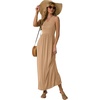 image:imageGRECERELLE Womens Summer Sleeveless Casual Long Tank Maxi Dress with Pockets XS3XLKhaki