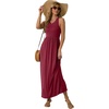 image:imageGRECERELLE Womens Summer Sleeveless Casual Long Tank Maxi Dress with Pockets XS3XLWine Red