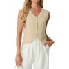 image:imageGRECERELLE Womens Summer Sleeveless V Neck Sweater Vest Knit Tank TopAbeige