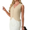image:imageGRECERELLE Womens Summer Sleeveless V Neck Sweater Vest Knit Tank TopAbeige