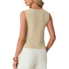 image:imageGRECERELLE Womens Summer Sleeveless V Neck Sweater Vest Knit Tank TopAbeige