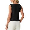 image:imageGRECERELLE Womens Summer Sleeveless V Neck Sweater Vest Knit Tank TopAblack