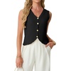 image:imageGRECERELLE Womens Summer Sleeveless V Neck Sweater Vest Knit Tank TopAblack