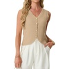 image:imageGRECERELLE Womens Summer Sleeveless V Neck Sweater Vest Knit Tank TopApricot