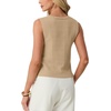 image:imageGRECERELLE Womens Summer Sleeveless V Neck Sweater Vest Knit Tank TopApricot