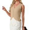 image:imageGRECERELLE Womens Summer Sleeveless V Neck Sweater Vest Knit Tank TopApricot