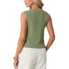 image:imageGRECERELLE Womens Summer Sleeveless V Neck Sweater Vest Knit Tank TopArmy Green