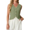 image:imageGRECERELLE Womens Summer Sleeveless V Neck Sweater Vest Knit Tank TopArmy Green