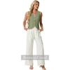 image:imageGRECERELLE Womens Summer Sleeveless V Neck Sweater Vest Knit Tank TopArmy Green