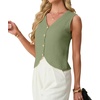 image:imageGRECERELLE Womens Summer Sleeveless V Neck Sweater Vest Knit Tank TopArmy Green