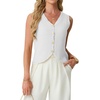 image:imageGRECERELLE Womens Summer Sleeveless V Neck Sweater Vest Knit Tank TopAwhite