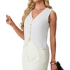 image:imageGRECERELLE Womens Summer Sleeveless V Neck Sweater Vest Knit Tank TopAwhite