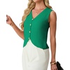 image:imageGRECERELLE Womens Summer Sleeveless V Neck Sweater Vest Knit Tank TopBright Green