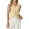 image:imageGRECERELLE Womens Summer Sleeveless V Neck Sweater Vest Knit Tank TopButter Yellow