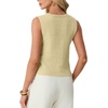 image:imageGRECERELLE Womens Summer Sleeveless V Neck Sweater Vest Knit Tank TopButter Yellow