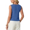 image:imageGRECERELLE Womens Summer Sleeveless V Neck Sweater Vest Knit Tank TopDenim Blue