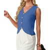 image:imageGRECERELLE Womens Summer Sleeveless V Neck Sweater Vest Knit Tank TopDenim Blue