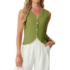 image:imageGRECERELLE Womens Summer Sleeveless V Neck Sweater Vest Knit Tank TopDill Green