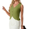 image:imageGRECERELLE Womens Summer Sleeveless V Neck Sweater Vest Knit Tank TopDill Green