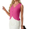 image:imageGRECERELLE Womens Summer Sleeveless V Neck Sweater Vest Knit Tank TopHot Pink