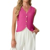 image:imageGRECERELLE Womens Summer Sleeveless V Neck Sweater Vest Knit Tank TopHot Pink