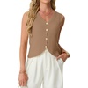 image:imageGRECERELLE Womens Summer Sleeveless V Neck Sweater Vest Knit Tank TopKhaki