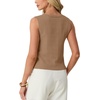 image:imageGRECERELLE Womens Summer Sleeveless V Neck Sweater Vest Knit Tank TopKhaki