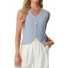 image:imageGRECERELLE Womens Summer Sleeveless V Neck Sweater Vest Knit Tank TopLight Blue
