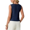 image:imageGRECERELLE Womens Summer Sleeveless V Neck Sweater Vest Knit Tank TopNavy Blue