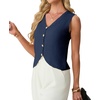image:imageGRECERELLE Womens Summer Sleeveless V Neck Sweater Vest Knit Tank TopNavy Blue
