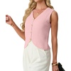 image:imageGRECERELLE Womens Summer Sleeveless V Neck Sweater Vest Knit Tank TopPink White
