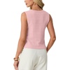 image:imageGRECERELLE Womens Summer Sleeveless V Neck Sweater Vest Knit Tank TopPink White