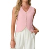 image:imageGRECERELLE Womens Summer Sleeveless V Neck Sweater Vest Knit Tank TopPink White