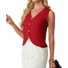 image:imageGRECERELLE Womens Summer Sleeveless V Neck Sweater Vest Knit Tank TopRed