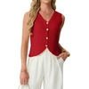 image:imageGRECERELLE Womens Summer Sleeveless V Neck Sweater Vest Knit Tank TopRed