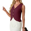image:imageGRECERELLE Womens Summer Sleeveless V Neck Sweater Vest Knit Tank TopWine Red
