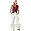 image:imageGRECERELLE Womens Summer Sleeveless V Neck Sweater Vest Knit Tank TopWine Red