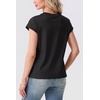 image:imageGRECERELLE Womens Summer Tops Cap Sleeve Crew Neck Basic TShirtAblack