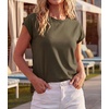 image:imageGRECERELLE Womens Summer Tops Cap Sleeve Crew Neck Basic TShirtArmy Green