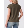 image:imageGRECERELLE Womens Summer Tops Cap Sleeve Crew Neck Basic TShirtArmy Green