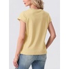image:imageGRECERELLE Womens Summer Tops Cap Sleeve Crew Neck Basic TShirtButter Yellow