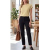 image:imageGRECERELLE Womens Summer Tops Cap Sleeve Crew Neck Basic TShirtButter Yellow