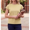 image:imageGRECERELLE Womens Summer Tops Cap Sleeve Crew Neck Basic TShirtButter Yellow