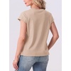 image:imageGRECERELLE Womens Summer Tops Cap Sleeve Crew Neck Basic TShirtCoffee Gray