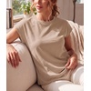 image:imageGRECERELLE Womens Summer Tops Cap Sleeve Crew Neck Basic TShirtCoffee Gray