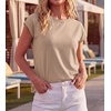 image:imageGRECERELLE Womens Summer Tops Cap Sleeve Crew Neck Basic TShirtCoffee Gray
