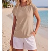 image:imageGRECERELLE Womens Summer Tops Cap Sleeve Crew Neck Basic TShirtCoffee Gray