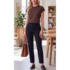 image:imageGRECERELLE Womens Summer Tops Cap Sleeve Crew Neck Basic TShirtDark Coffee