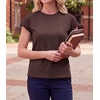 image:imageGRECERELLE Womens Summer Tops Cap Sleeve Crew Neck Basic TShirtDark Coffee